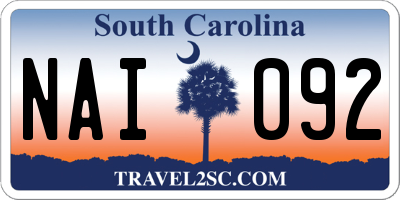 SC license plate NAI092