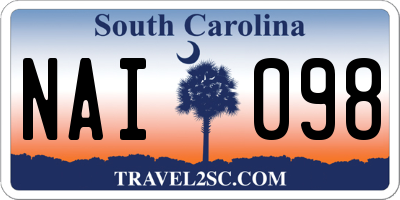 SC license plate NAI098