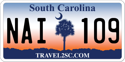 SC license plate NAI109