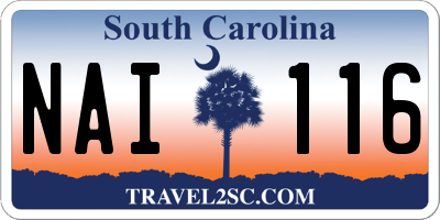 SC license plate NAI116