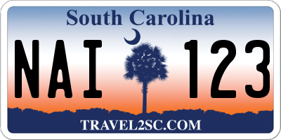 SC license plate NAI123
