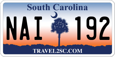 SC license plate NAI192