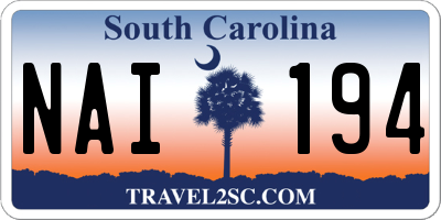 SC license plate NAI194