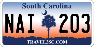 SC license plate NAI203