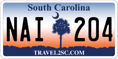 SC license plate NAI204