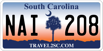 SC license plate NAI208