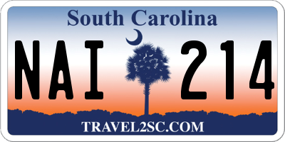 SC license plate NAI214