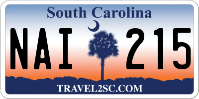 SC license plate NAI215