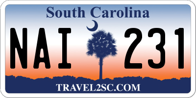 SC license plate NAI231