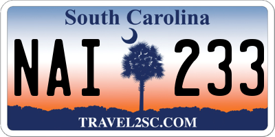 SC license plate NAI233