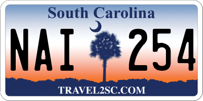 SC license plate NAI254