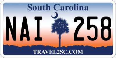 SC license plate NAI258