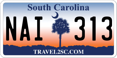 SC license plate NAI313
