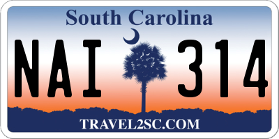 SC license plate NAI314