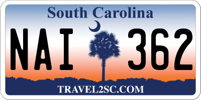 SC license plate NAI362