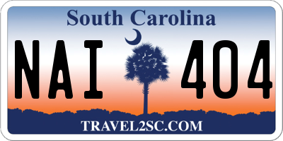 SC license plate NAI404