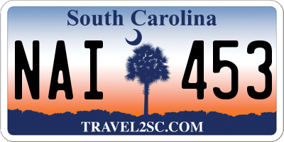 SC license plate NAI453