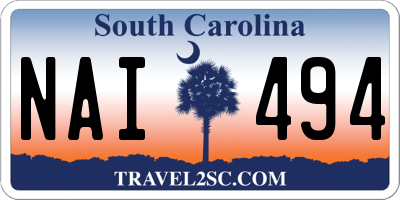 SC license plate NAI494