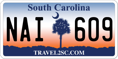 SC license plate NAI609