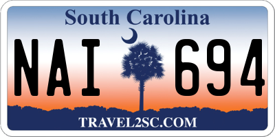 SC license plate NAI694