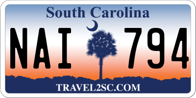 SC license plate NAI794