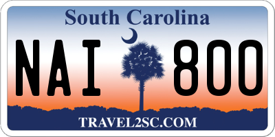 SC license plate NAI800