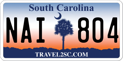 SC license plate NAI804