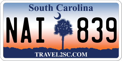 SC license plate NAI839