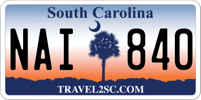 SC license plate NAI840