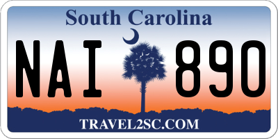 SC license plate NAI890