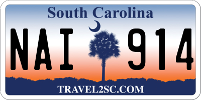 SC license plate NAI914