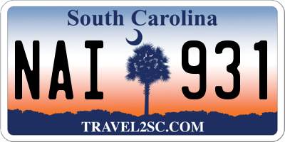 SC license plate NAI931
