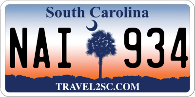SC license plate NAI934