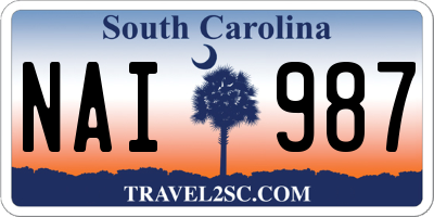 SC license plate NAI987