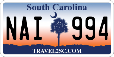 SC license plate NAI994