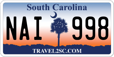 SC license plate NAI998