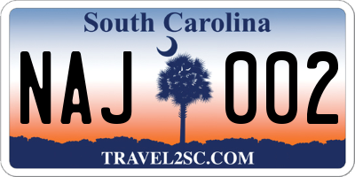 SC license plate NAJ002