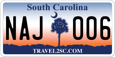 SC license plate NAJ006
