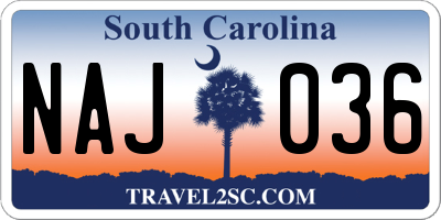 SC license plate NAJ036