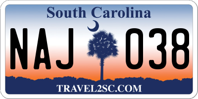 SC license plate NAJ038