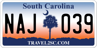 SC license plate NAJ039