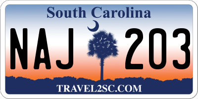 SC license plate NAJ203