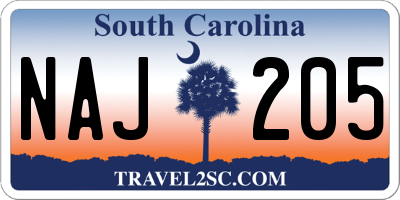 SC license plate NAJ205