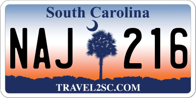 SC license plate NAJ216