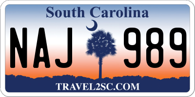SC license plate NAJ989