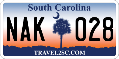 SC license plate NAK028