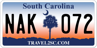 SC license plate NAK072