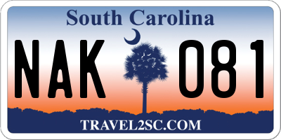 SC license plate NAK081