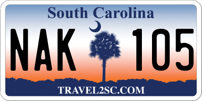 SC license plate NAK105