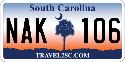 SC license plate NAK106